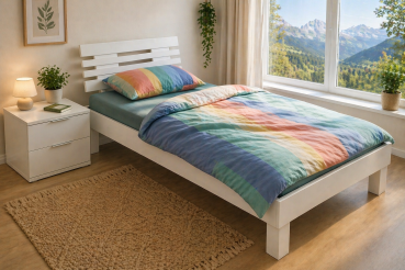 Einzelbett ENRIKE 90/200 Weiss LACKIERT